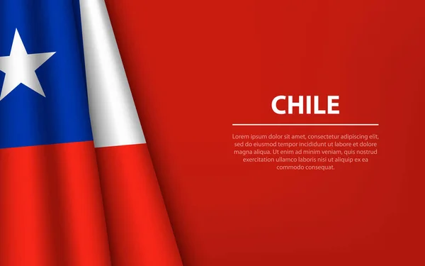 Vague Drapeau Chili Avec Fond Copyspace Modèle Bannière Ruban Vectoriel — Image vectorielle
