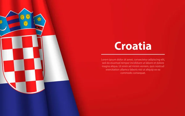Bandera Onda Croacia Con Fondo Del Copyspace Plantilla Vector Banner — Archivo Imágenes Vectoriales