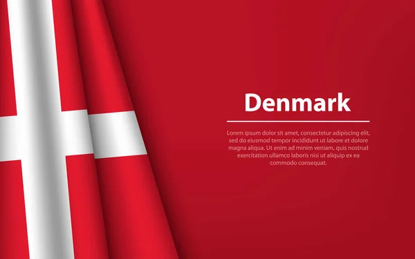 Wave Vlag Van Denemarken Met Copyspace Achtergrond Banner Lintvector Sjabloon — Stockvector