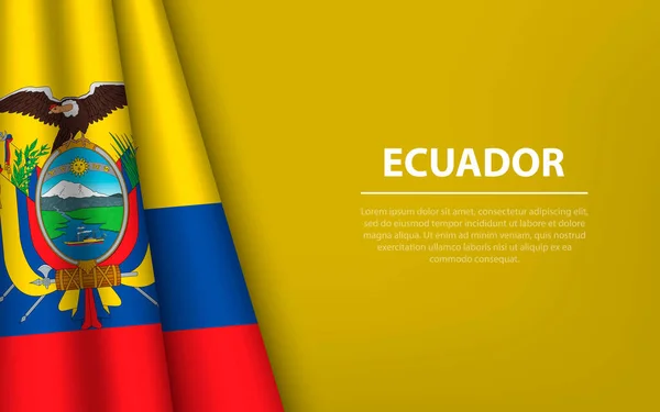 Wave Flagga Ecuador Med Copyspace Bakgrund Banner Eller Band Vektor — Stock vektor
