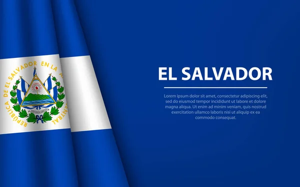 Salvador Telif Uzayı Arka Planına Sahip Dalga Bayrağı Bağımsızlık Günü — Stok Vektör