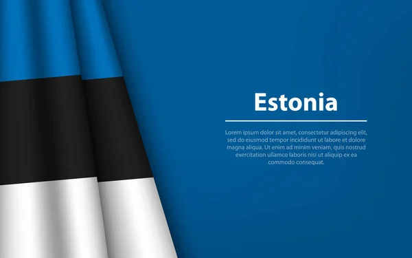 Σημαία Κύμα Της Εσθονίας Φόντο Copyspace Πρότυπο Διάνυσμα Banner Κορδέλας — Διανυσματικό Αρχείο