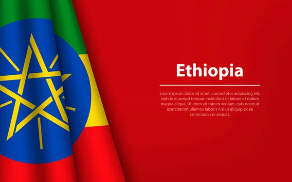 Bandera Ondulada Etiopía Con Fondo Copyspace Plantilla Vector Banner Cinta — Archivo Imágenes Vectoriales