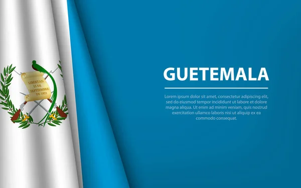 Bandera Ondulada Guatemala Con Fondo Copyspace Plantilla Vector Banner Cinta — Vector de stock