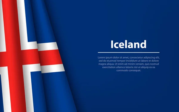 Хвильовий Прапор Ісландії Авторським Фоном Банер Або Стрічковий Вектор Шаблон — стоковий вектор