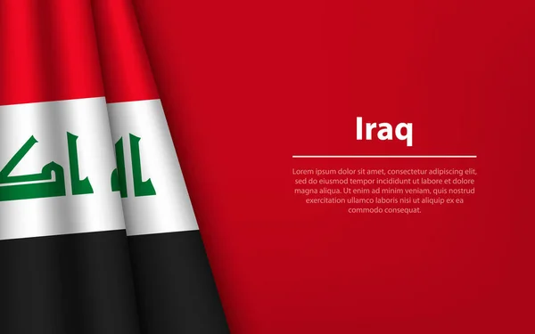 Bandera Ondulada Irak Con Fondo Copyspace Plantilla Vector Banner Cinta — Vector de stock