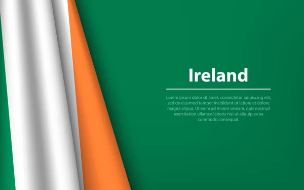 Wave Flag Ireland Copyspace Background Banner Ribbon Vector Template Independence — Stock Vector