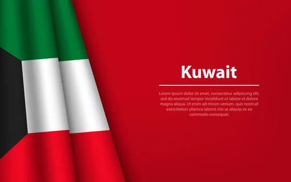 Sventola Bandiera Del Kuwait Con Sfondo Copyspace Modello Banner Nastro — Vettoriale Stock