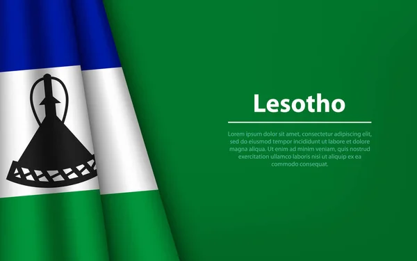Bandera Onda Lesotho Con Fondo Copyspace Plantilla Vector Banner Cinta — Vector de stock