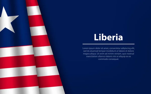 Волновой Флаг Либерии Копипространственным Фоном Шаблон Вектора Баннера Ленты День — стоковый вектор