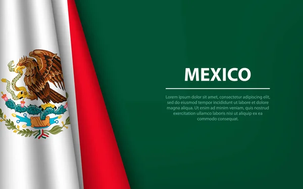 Волновой Флаг Мексики Копикосмическим Фоном Шаблон Вектора Баннера Ленты День — стоковый вектор