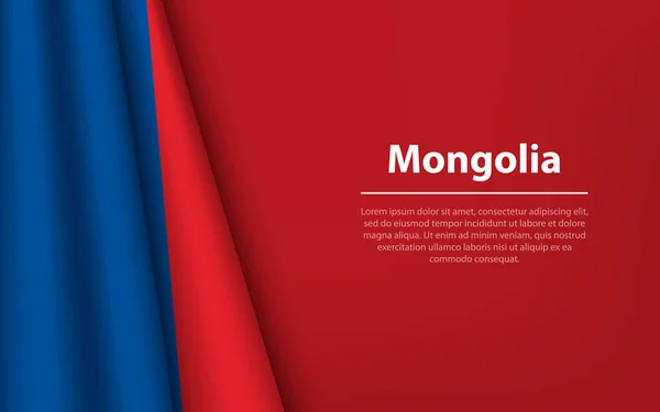 Волновой Флаг Монголии Копипространственным Фоном Шаблон Вектора Баннера Ленты День — стоковый вектор