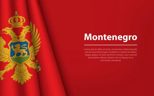 Wave Flagga Montenegro Med Copyspace Bakgrund Banner Eller Band Vektor — Stock vektor