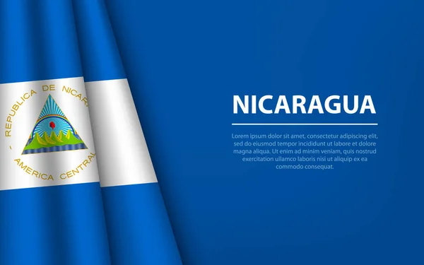 Wave Vlag Van Nicaragua Met Copyspace Achtergrond Banner Lintvector Sjabloon — Stockvector