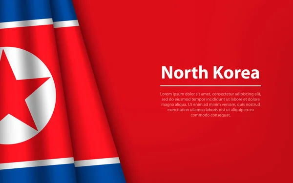 Vague Drapeau Corée Nord Avec Fond Copyspace Modèle Bannière Ruban — Image vectorielle