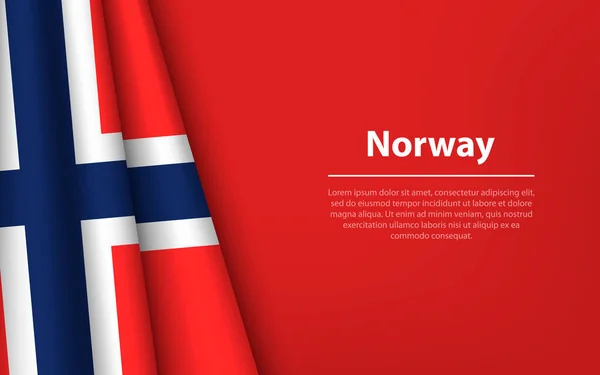 Wave Flag Norway Copyspace Background Banner Ribbon Vector Template Independence — Stock Vector