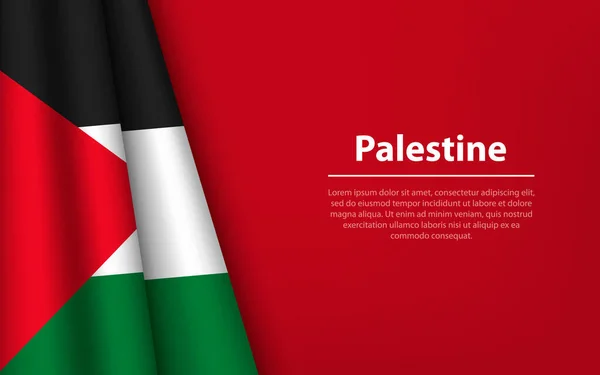 Sventola Bandiera Della Palestina Con Sfondo Copyspace Modello Banner Nastro — Vettoriale Stock