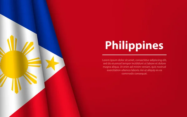 具有复制空间背景的菲律宾波浪旗 独立日横幅或彩带矢量模板 — 图库矢量图片