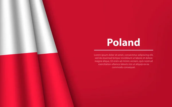 Wave Flag Poland Copyspace Background Banner Ribbon Vector Template Independence — Stock Vector
