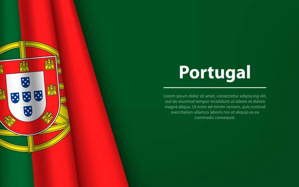 Волновой Флаг Португалии Копикосмическим Фоном Шаблон Вектора Баннера Ленты День — стоковый вектор