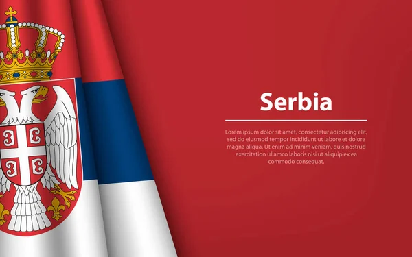 Bandeira Onda Sérvia Com Fundo Copyspace Modelo Vetor Faixa Fita —  Vetores de Stock