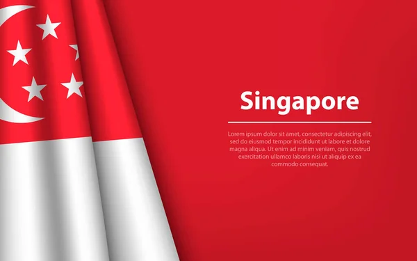Flaga Singapuru Tłem Copyspace Szablon Wektora Sztandaru Lub Wstążki Dzień — Wektor stockowy