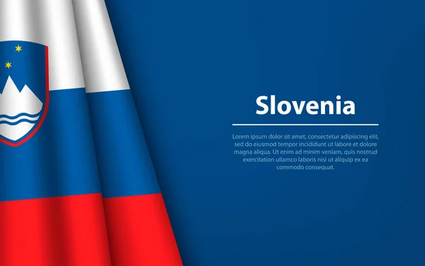 Волновой Флаг Словении Копипространственным Фоном Шаблон Вектора Баннера Ленты День — стоковый вектор
