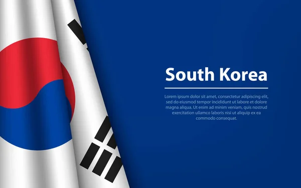 Bandera Ondulada Corea Del Sur Con Fondo Copyspace Plantilla Vector — Vector de stock