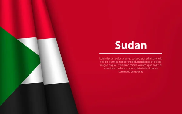 Zwaai Met Vlag Van Soedan Met Een Copyspace Achtergrond Banner — Stockvector