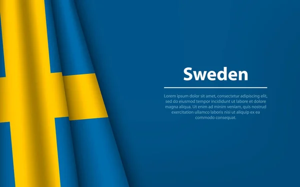 Bandera Ondulada Suecia Con Fondo Copyspace Plantilla Vector Banner Cinta — Vector de stock