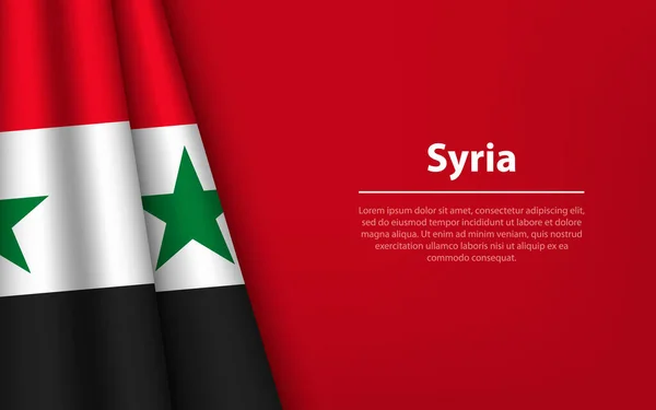 Hullámzó Zászló Szíria Copyspace Háttérrel Banner Vagy Szalag Vektor Sablon — Stock Vector