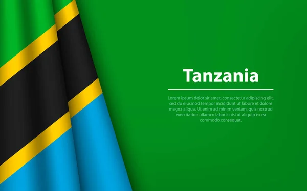 Волновой Флаг Танзании Копикосмическим Фоном Шаблон Вектора Баннера Ленты День — стоковый вектор