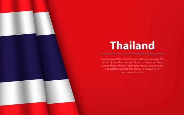 Flaga Fali Tajlandii Tłem Copyspace Szablon Wektora Sztandaru Lub Wstążki — Wektor stockowy