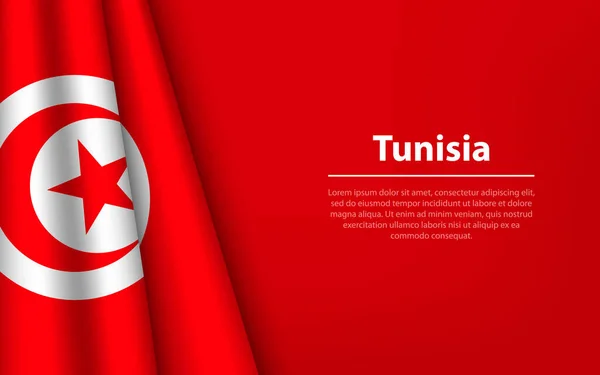 Bandeira Onda Tunísia Com Fundo Copyspace Modelo Vetor Faixa Fita —  Vetores de Stock