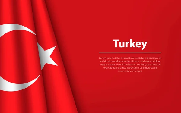 Wave Vlajka Turecka Copyspace Pozadí Šablona Vektoru Pruhu Nebo Stuhy — Stockový vektor