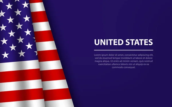 Хвильовий Прапор Сполучених Штатів Авторським Фоном Банер Або Стрічковий Вектор — стоковий вектор