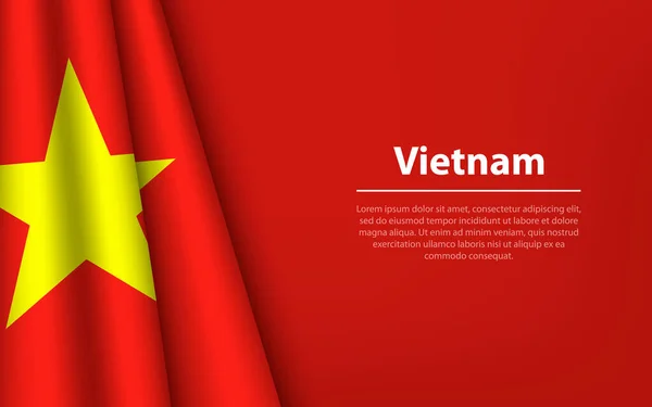 Волновой Флаг Вьетнама Копикосмическим Фоном Шаблон Вектора Баннера Ленты День — стоковый вектор