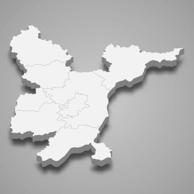 Utena ilçesinin 3d izometrik haritası Litvanya 'nın gölgeli bir bölgesidir.