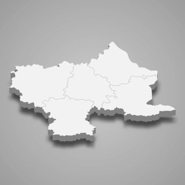 Vilnius ilçesinin 3d izometrik haritası Litvanya 'nın gölgeli bir bölgesidir.