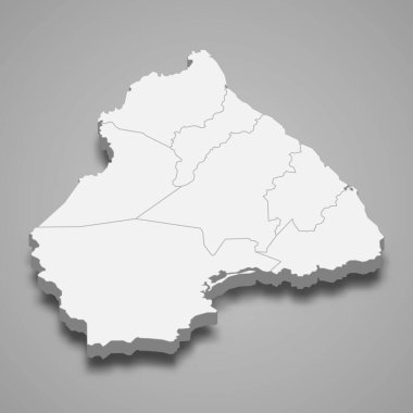 Los Santos 'un 3d izometrik haritası, Panama' nın gölgeli bir vilayetidir.