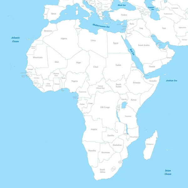 Politische Farbkarte Von Afrika Mit Den Grenzen Der Staaten — Stockvektor