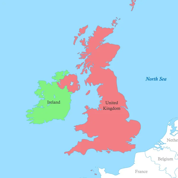 不列颠群岛与国家边界的彩色政治地图 — 图库矢量图片