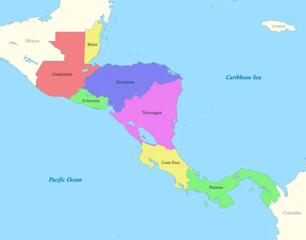 Mapa Color Político Del Sur Asia Con Las Fronteras Los — Archivo Imágenes Vectoriales