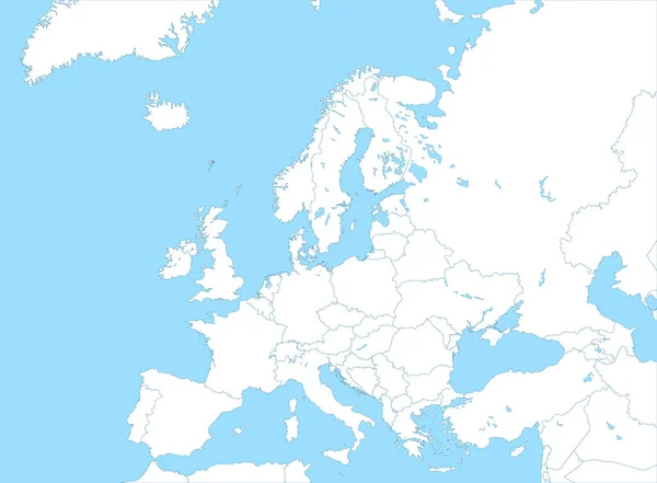 Mapa Polityczna Europy Granicami Regionów — Wektor stockowy