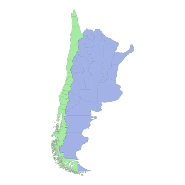 Високоякісна Політична Карта Аргентини Чилі Кордонами Регіонів Або Провінцій Приклад — стоковий вектор