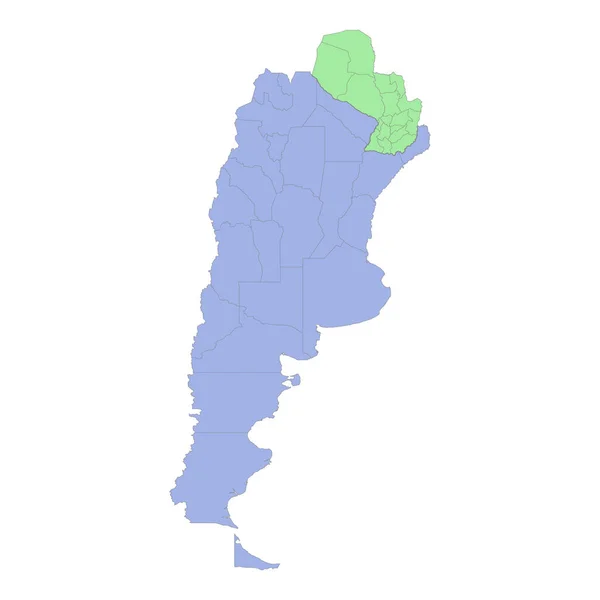 アルゼンチンとパラグアイの高品質の政治地図地域や州の境界線を持つ ベクターイラスト — ストックベクタ