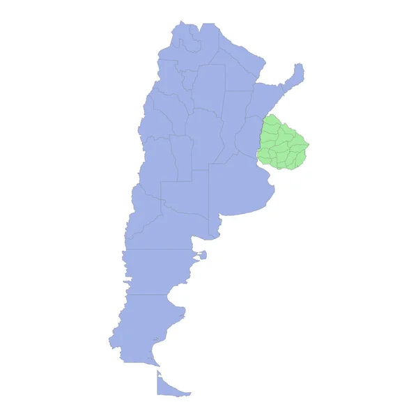 Peta Politik Argentina Dan Uruguay Berkualitas Tinggi Dengan Perbatasan Wilayah - Stok Vektor