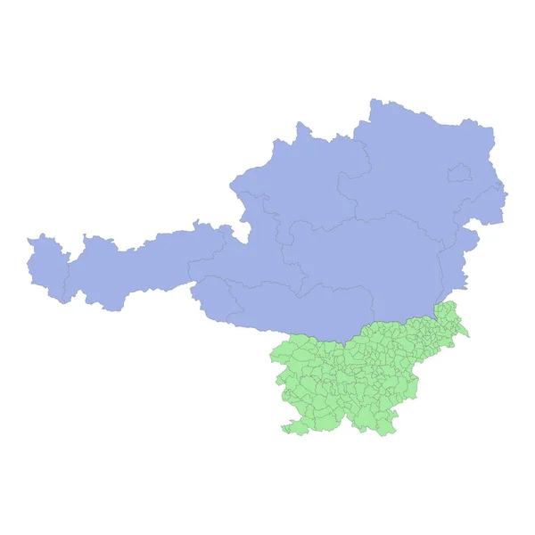 Πολιτικός Χάρτης Υψηλής Ποιότητας Της Αυστρίας Και Της Σλοβενίας Σύνορα — Διανυσματικό Αρχείο