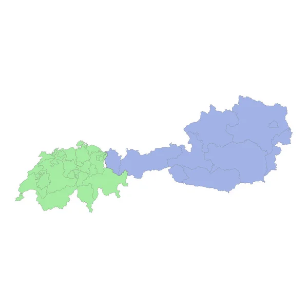 Vysoce Kvalitní Politická Mapa Rakouska Švýcarska Hranicemi Regionů Nebo Provincií — Stockový vektor