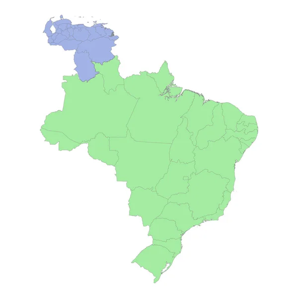 Brezilya Venezuela Nın Bölge Eyalet Sınırları Olan Yüksek Kaliteli Siyasi — Stok Vektör